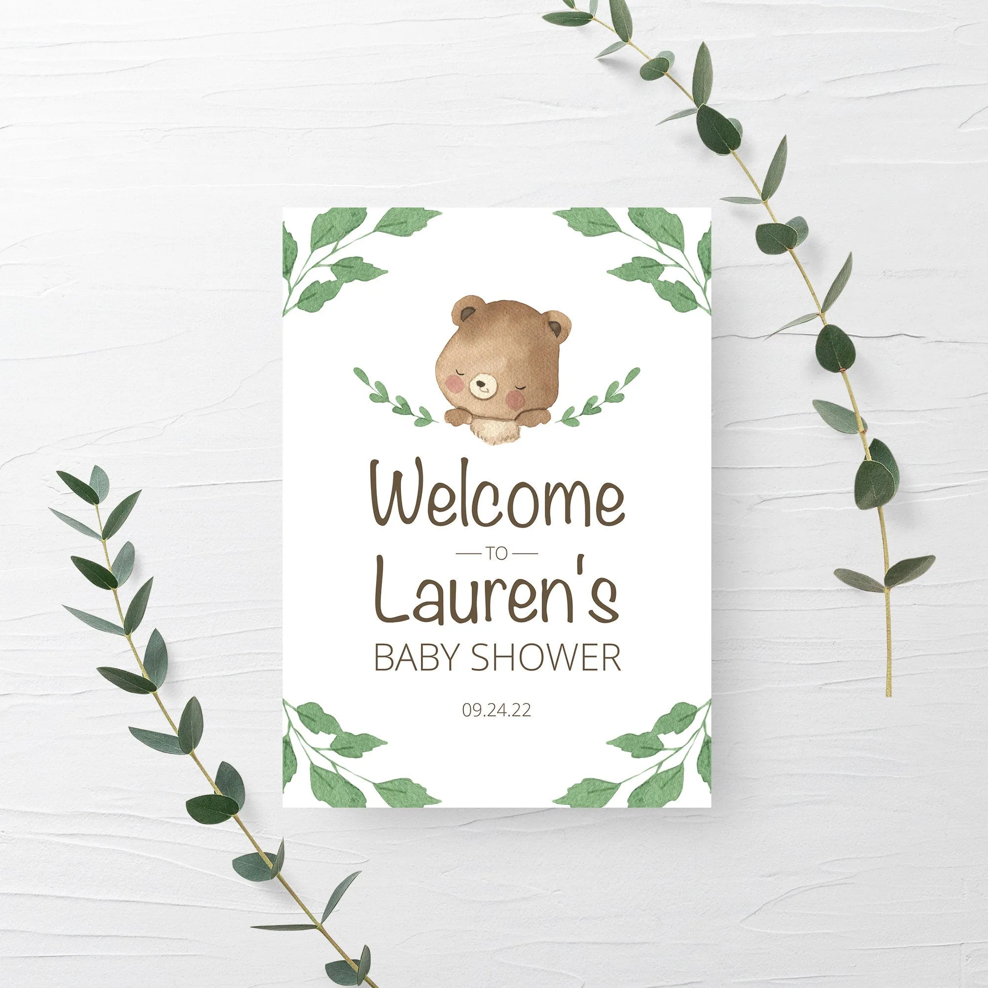 Teddy Bear Baby Shower Welcome Sign Template, Printable Large Teddy Welcome Sign, Editable INSTANT DOWNLOAD - TB100