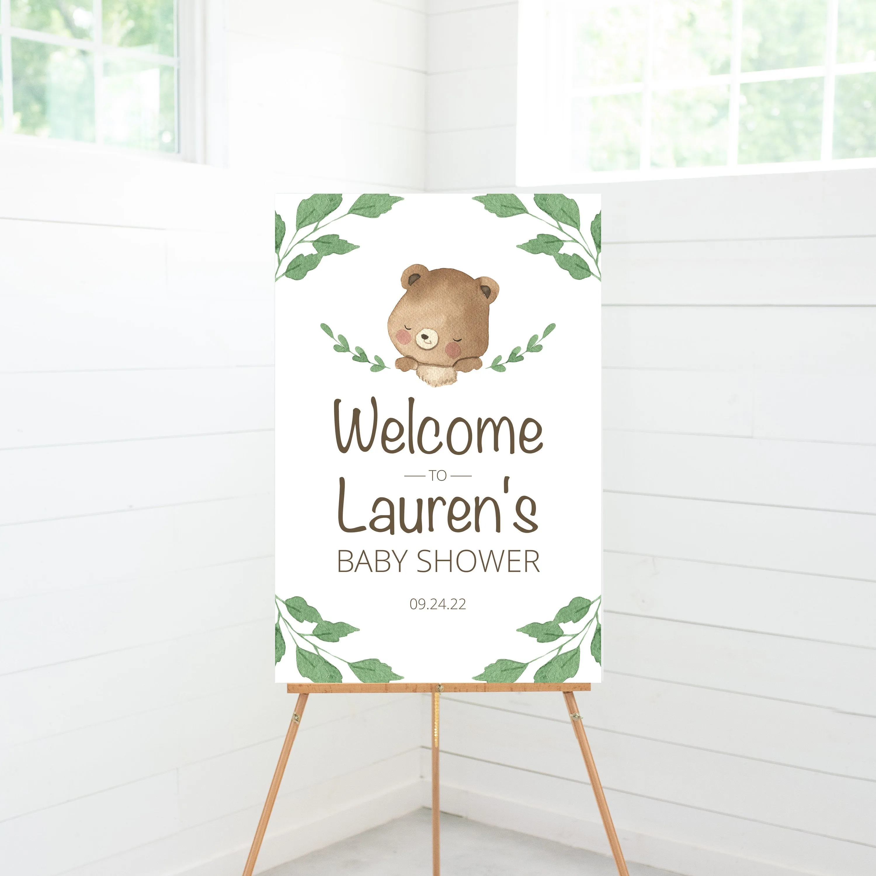 Teddy Bear Baby Shower Welcome Sign Template, Printable Large Teddy Welcome Sign, Editable INSTANT DOWNLOAD - TB100