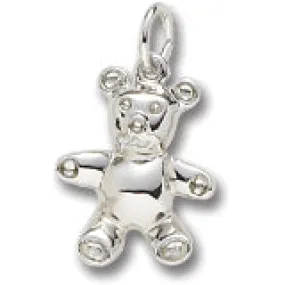 Teddy Bear Charm In 14K White Gold