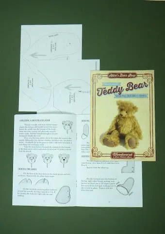 Teddy Bear Pattern and A5 Instruction Booklet - Woodward Bear 33cm when made