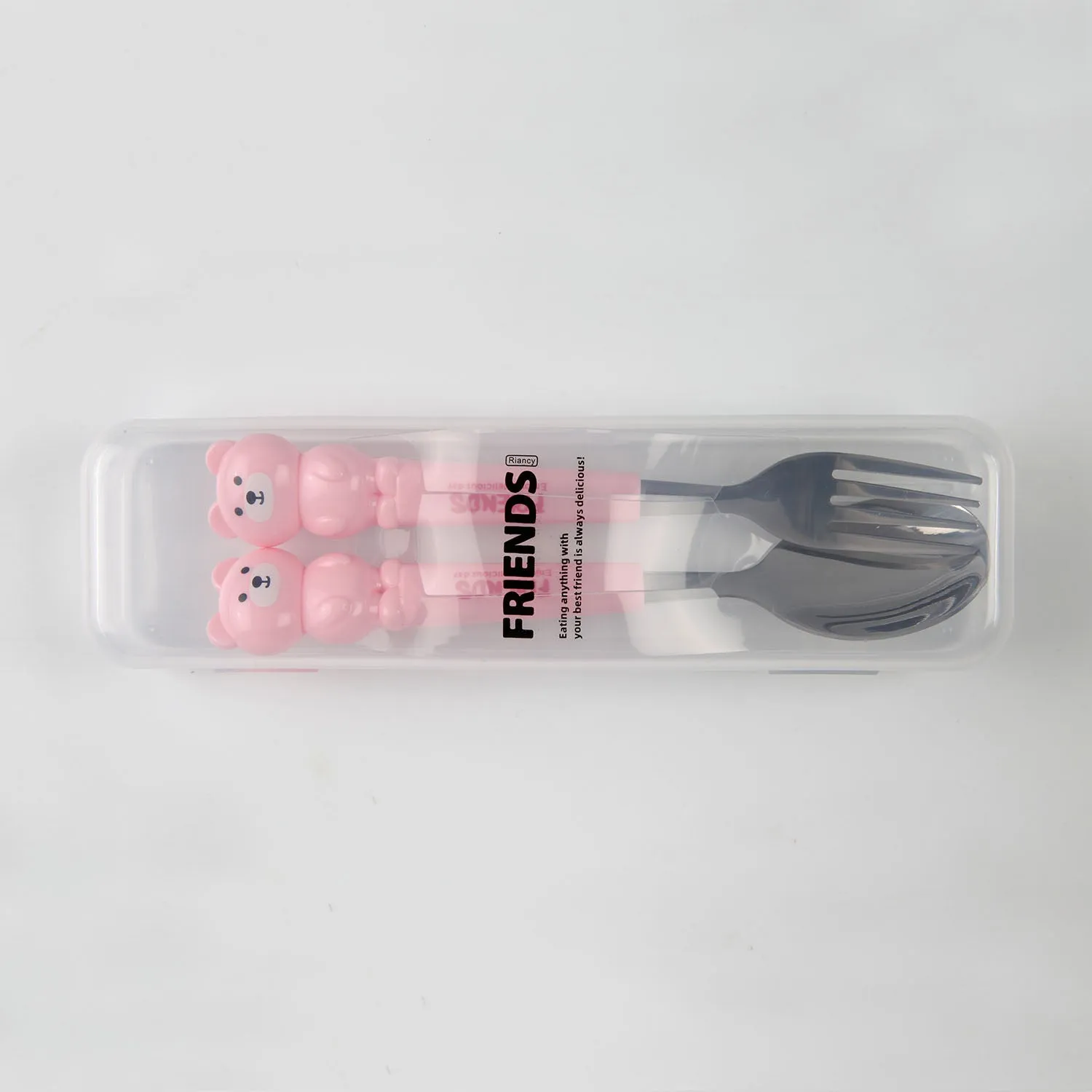 TEDDY DESIGN FORK & SPOON - PINK