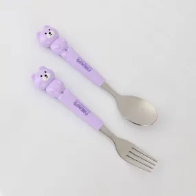 TEDDY DESIGN FORK & SPOON - PURPLE