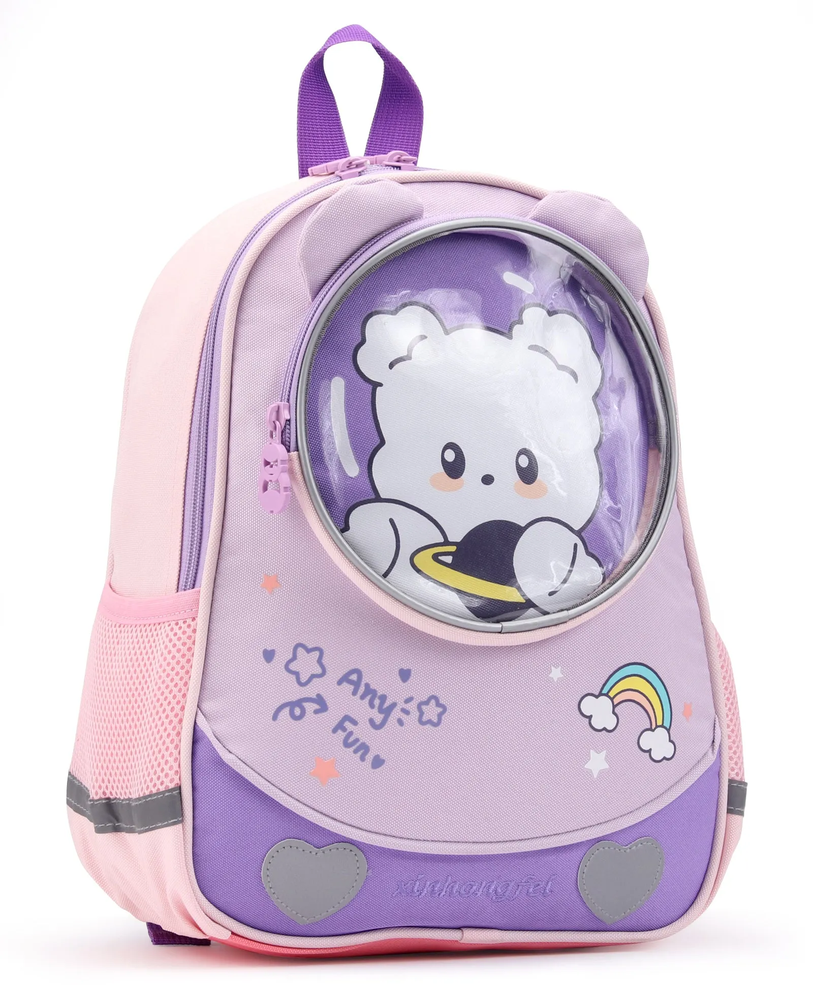 Teddy Design Front Pocket Backpack - Purple