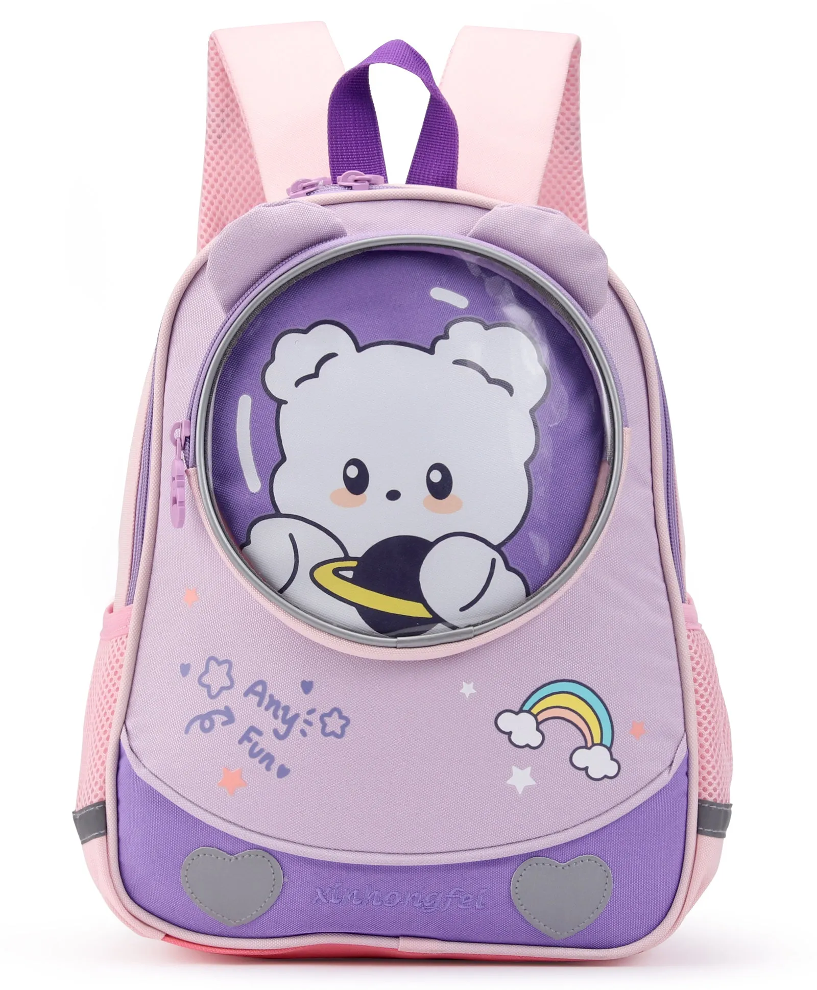 Teddy Design Front Pocket Backpack - Purple