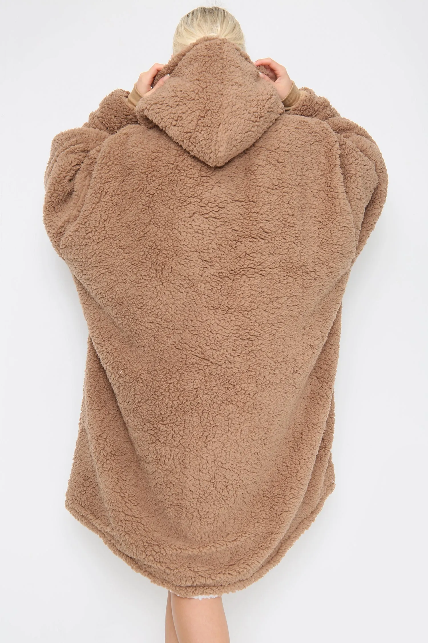 Teddy Hooded Blanket Natural