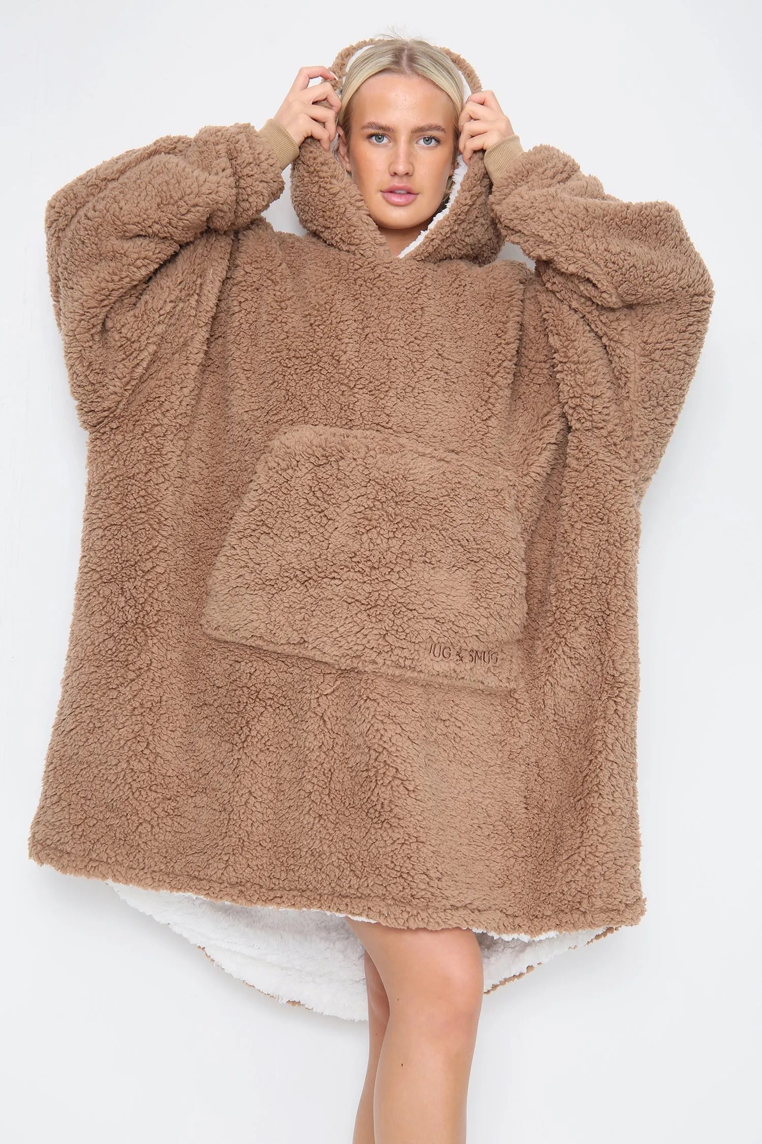 Teddy Hooded Blanket Natural