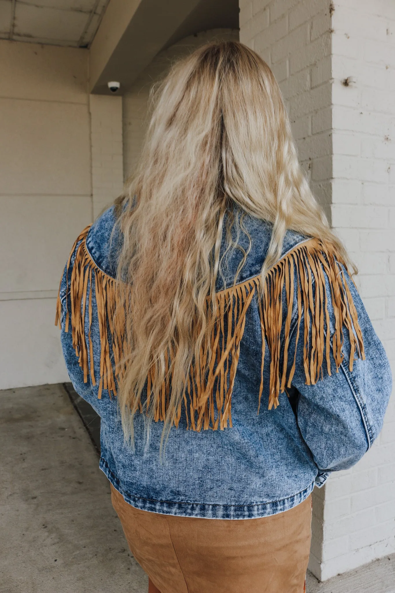 That's The Spirit Tan Fringe Western Denim Jacket