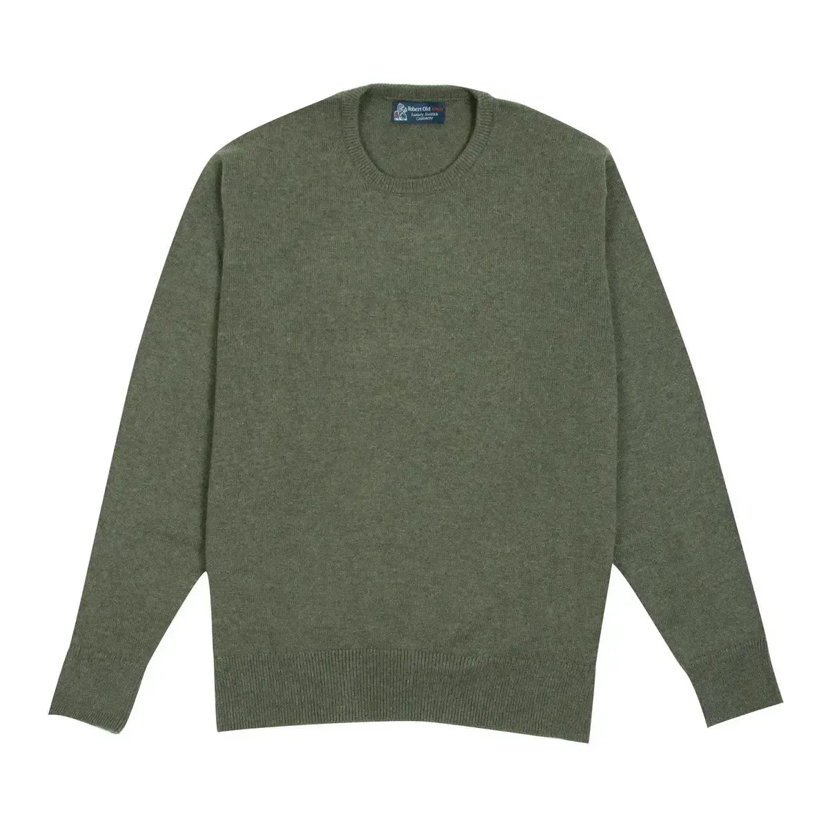 The Tiree 4ply Crew Neck Cashmere Sweater - Loden Mix