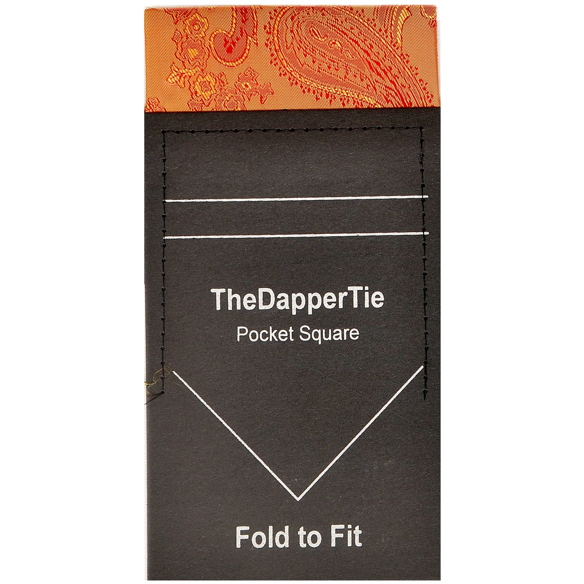 TheDapperTie - New Men's Paisley Flat Pre Folded Pocket Square on Card