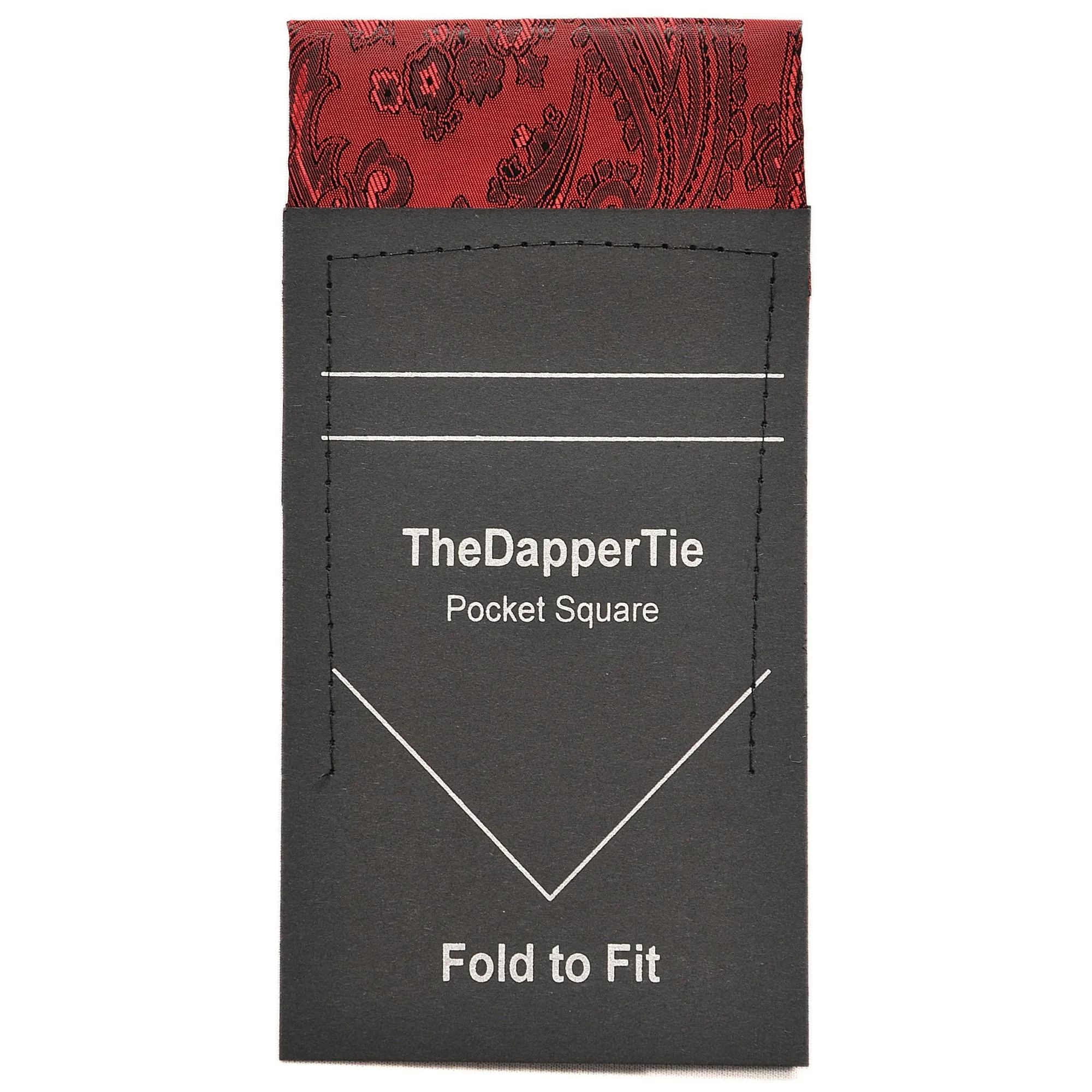 TheDapperTie - New Men's Paisley Flat Pre Folded Pocket Square on Card