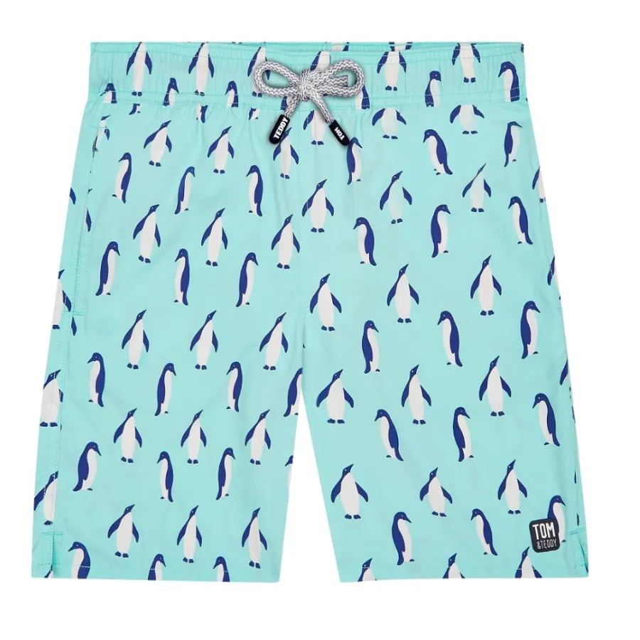 Tom & Teddy Penguin Men Swim Shorts PENSB - Soft Blue