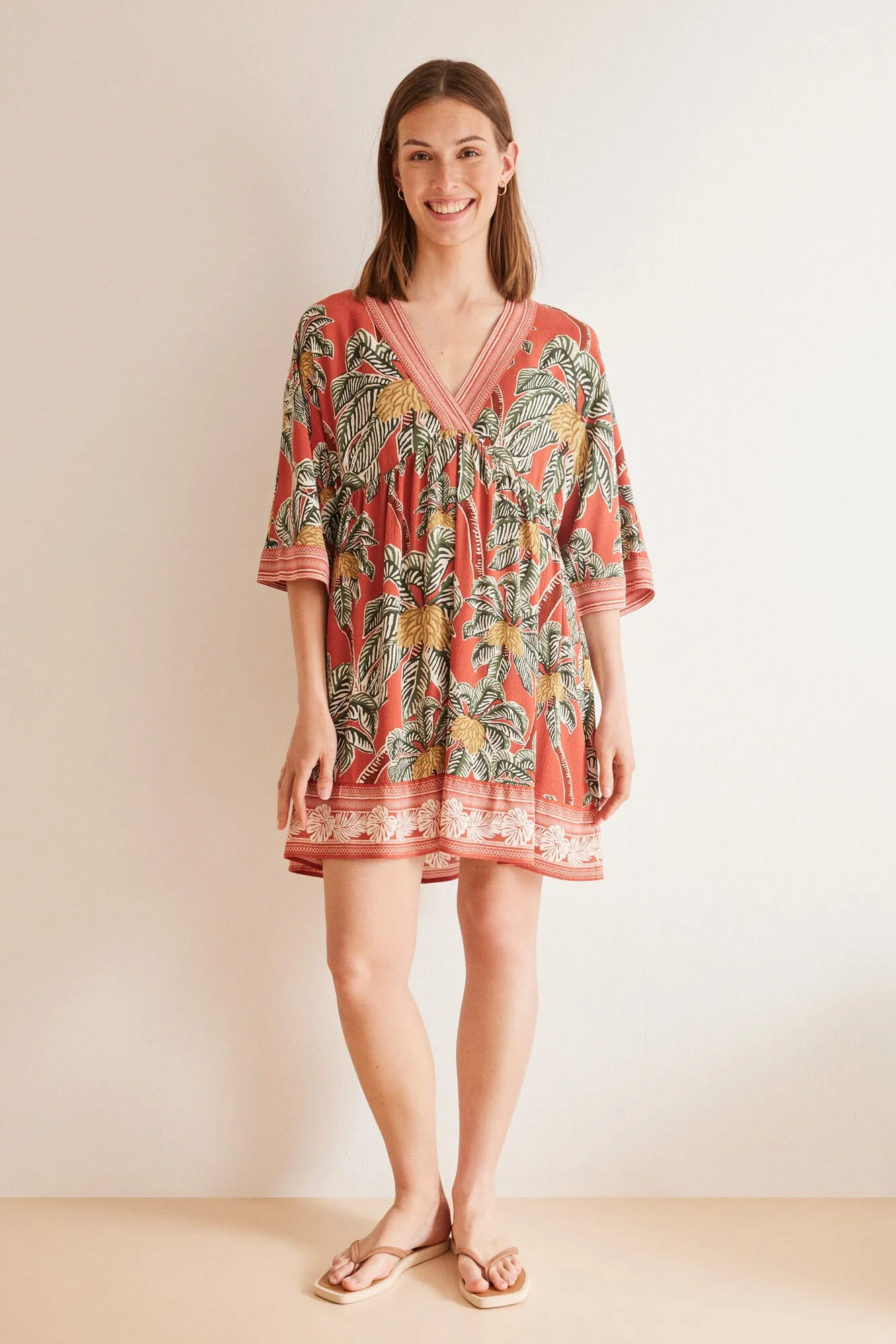 Tropical print viscose dress