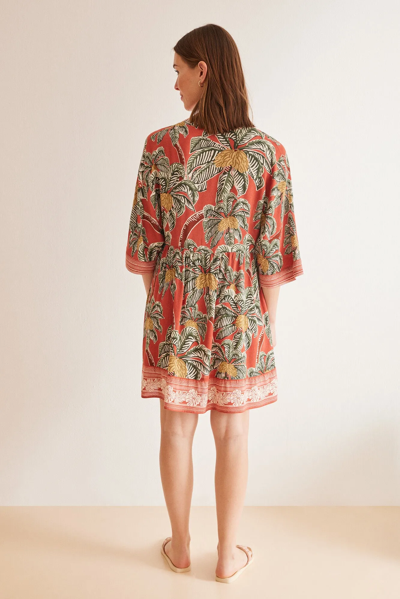 Tropical print viscose dress