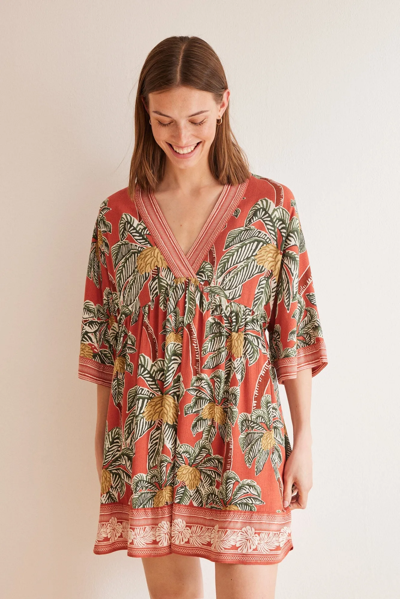 Tropical print viscose dress