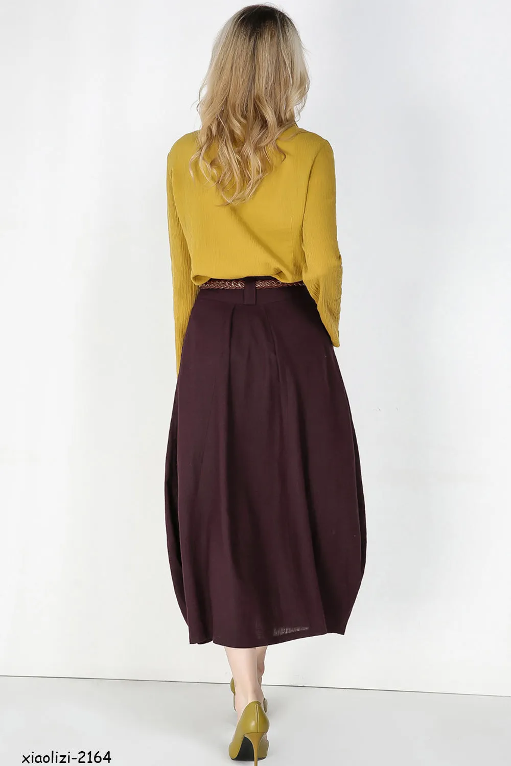 women's midi bubble skirt in brown 2164