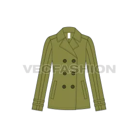 Women's Olive Green Pea Coat