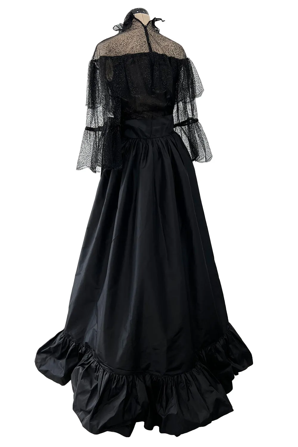 Yves Saint Laurent 1980s Silk Taffeta Skirt and Cape   1998 YSL Metallic Lace Top