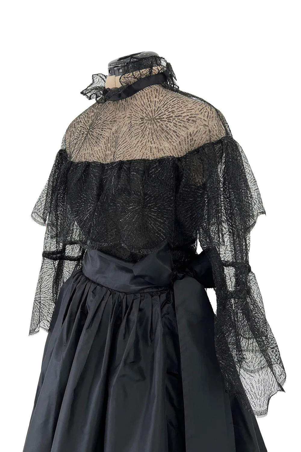 Yves Saint Laurent 1980s Silk Taffeta Skirt and Cape   1998 YSL Metallic Lace Top