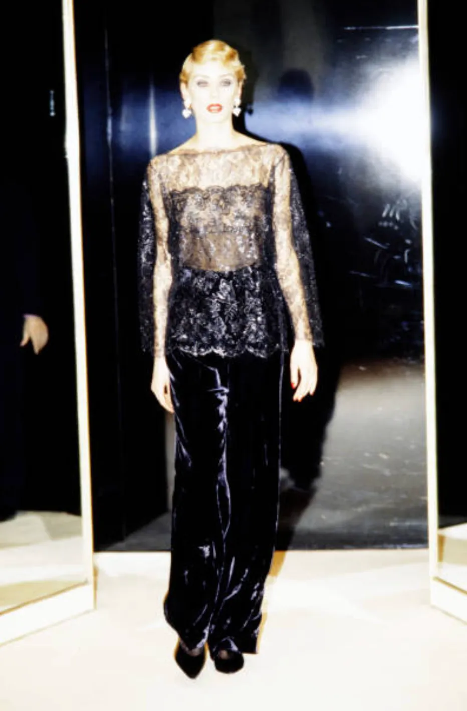 Yves Saint Laurent 1980s Silk Taffeta Skirt and Cape   1998 YSL Metallic Lace Top